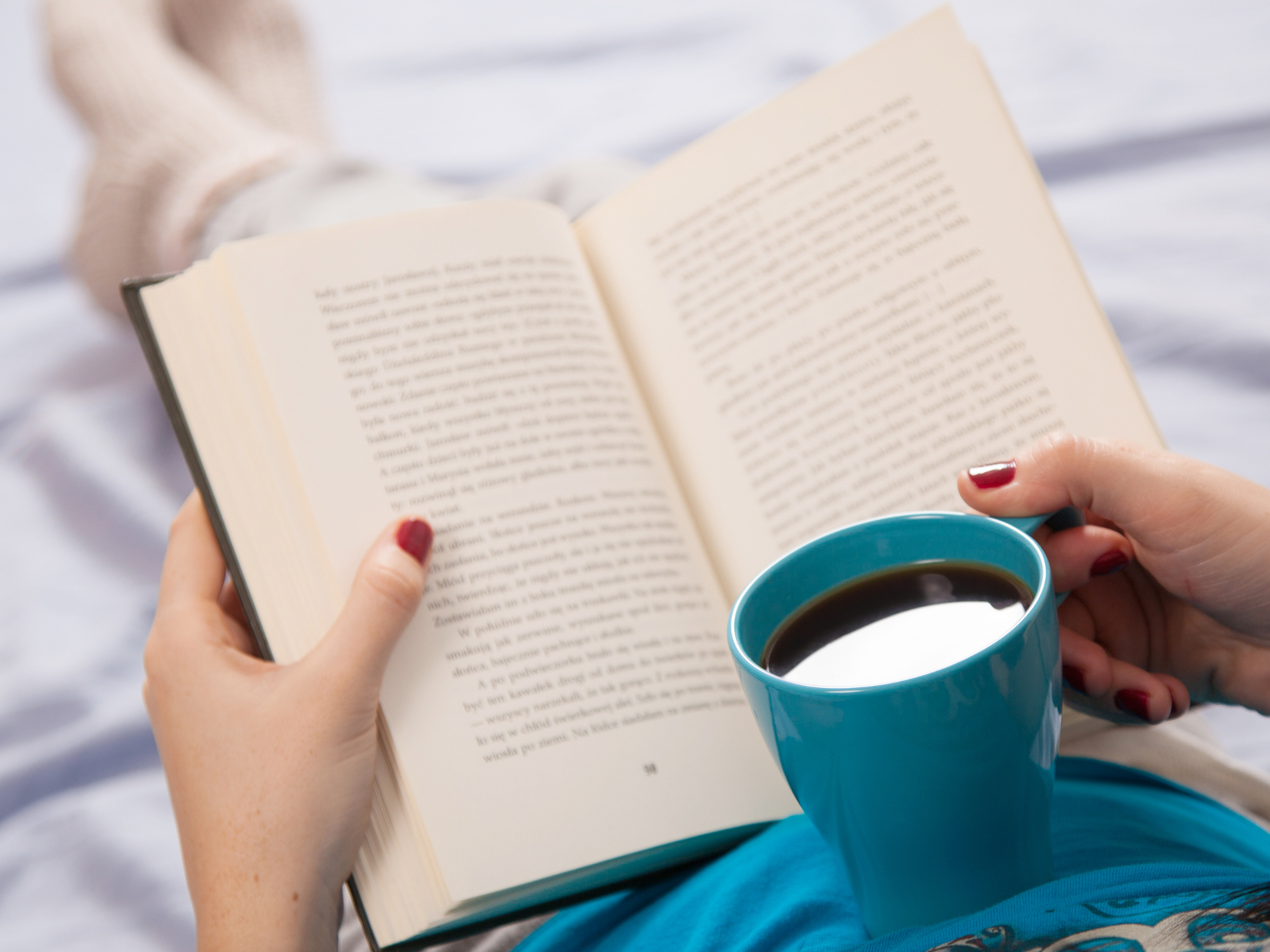 Book and coffee for social media breaks